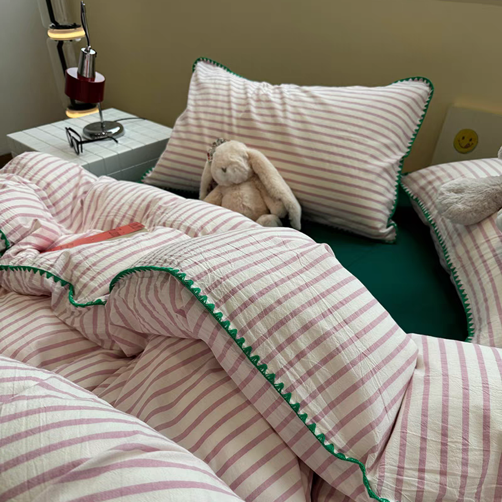 Sweet Stripes Duvet Cover - Hot Pink