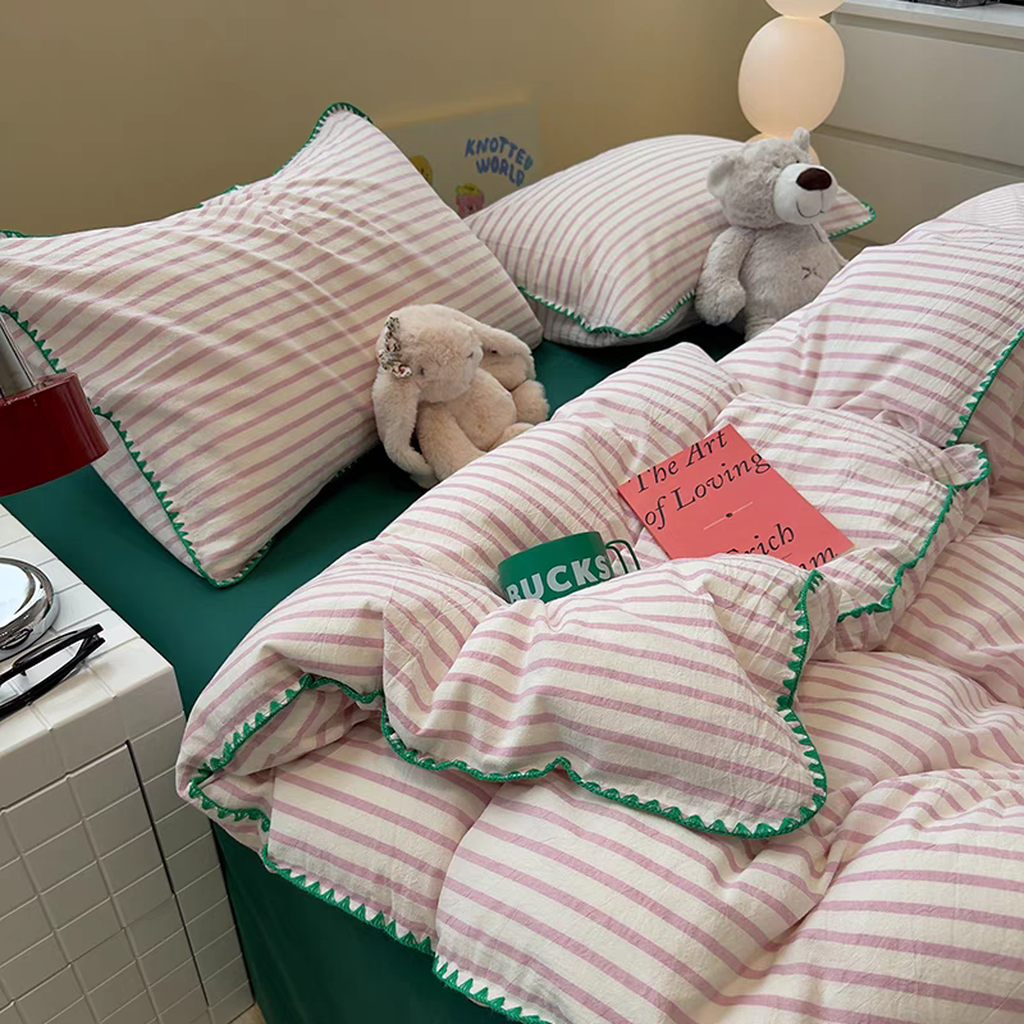 Sweet Stripes Duvet Cover - Hot Pink