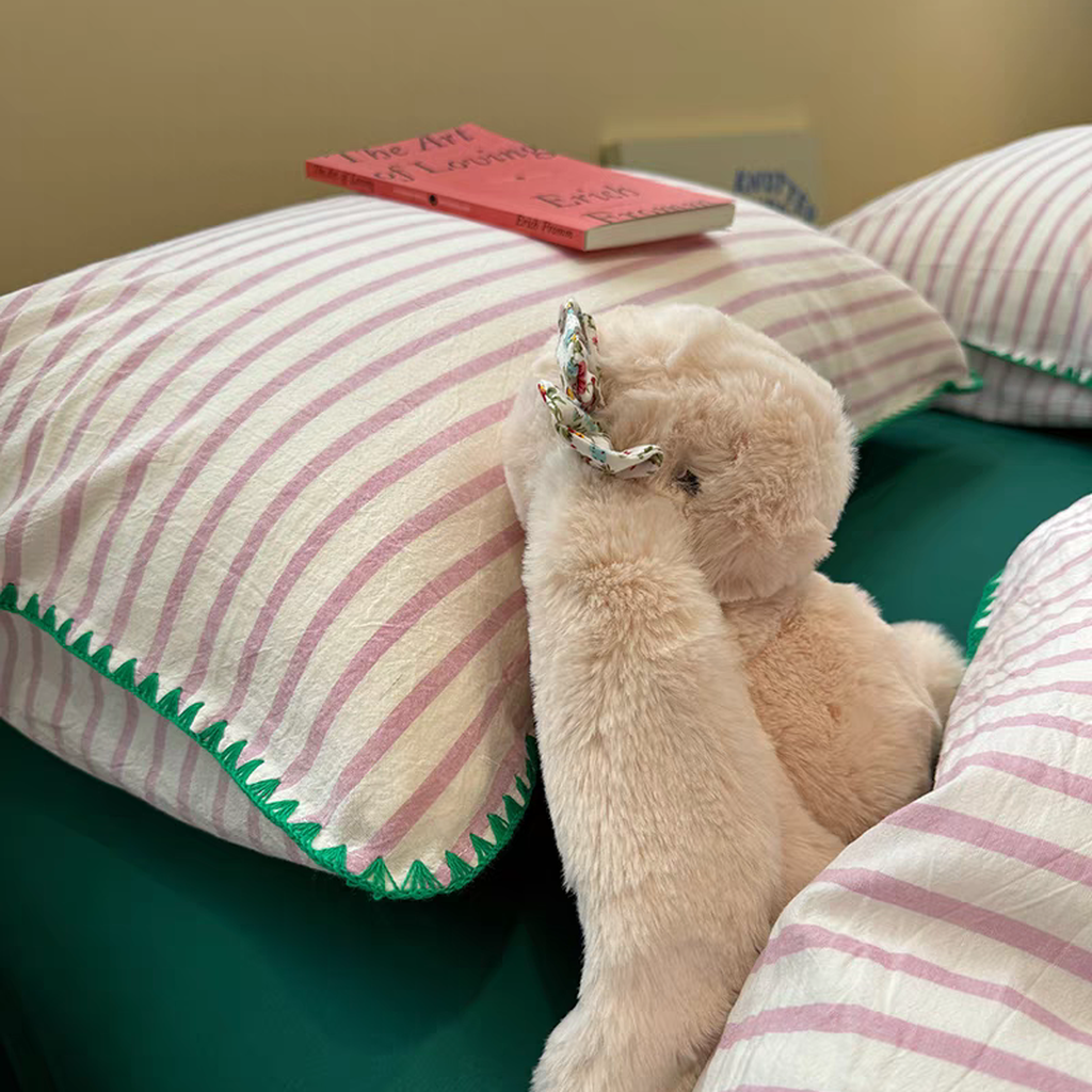 Sweet Stripes Duvet Cover - Hot Pink
