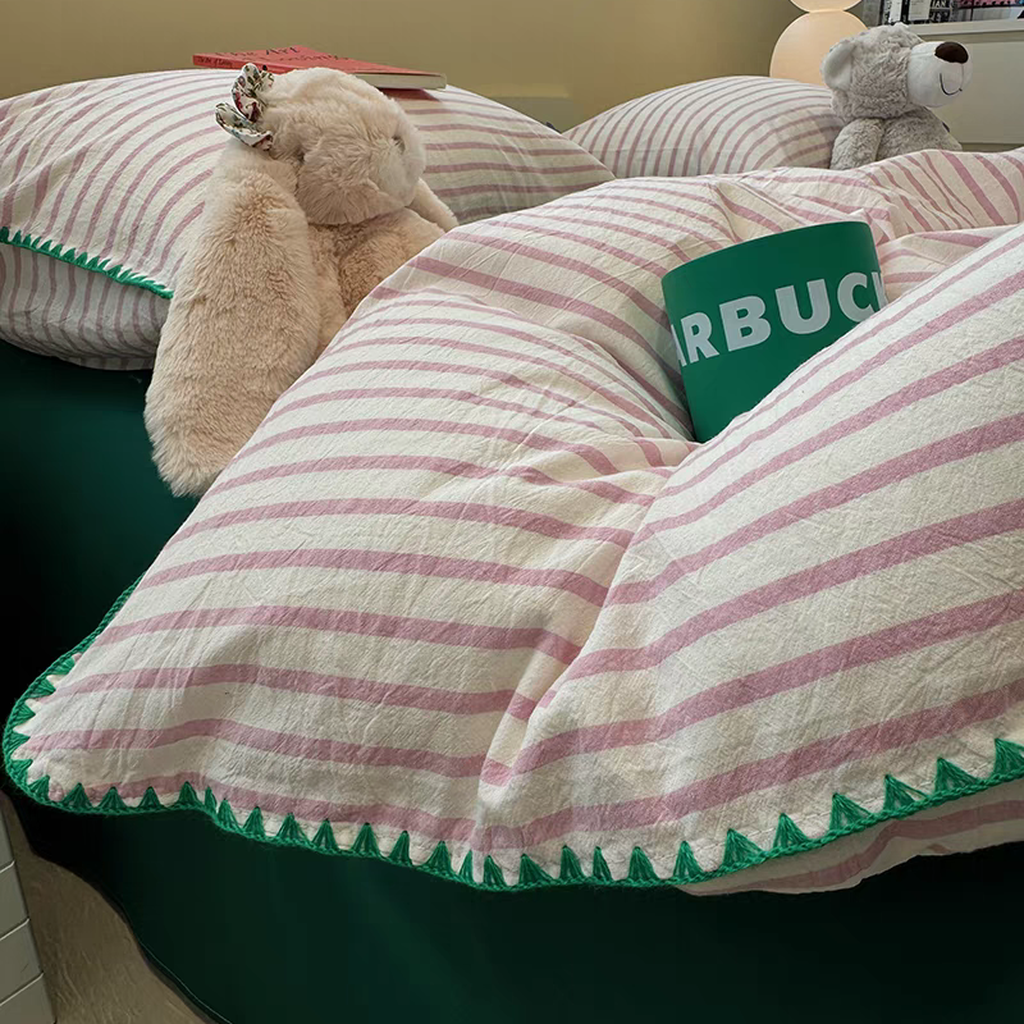 Sweet Stripes Duvet Cover - Hot Pink