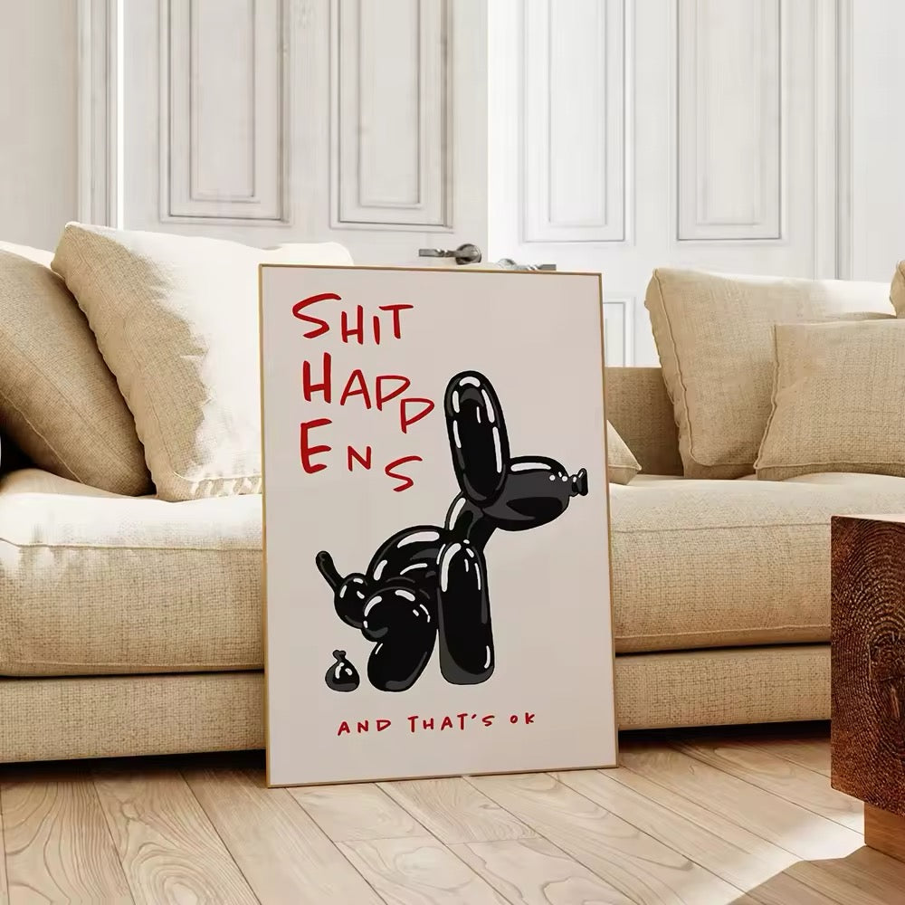 Black Balloon Dog Poster