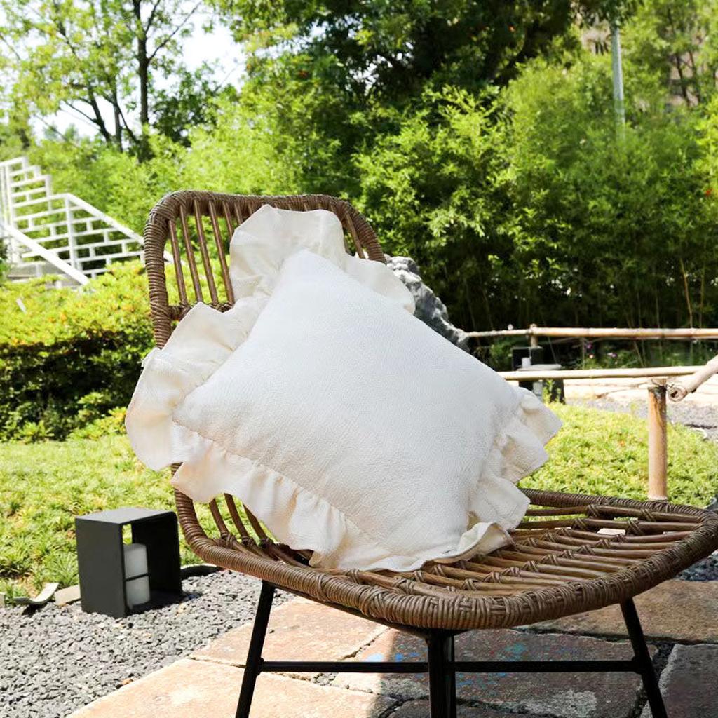 Vintage Jacquard  Ruffle Throw Pillow
