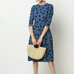 Vintage Polka Point Slim Dress Elegant Half Sleeve A-line Dress For OL Casual Spring Summer Holiday Party vestidos
