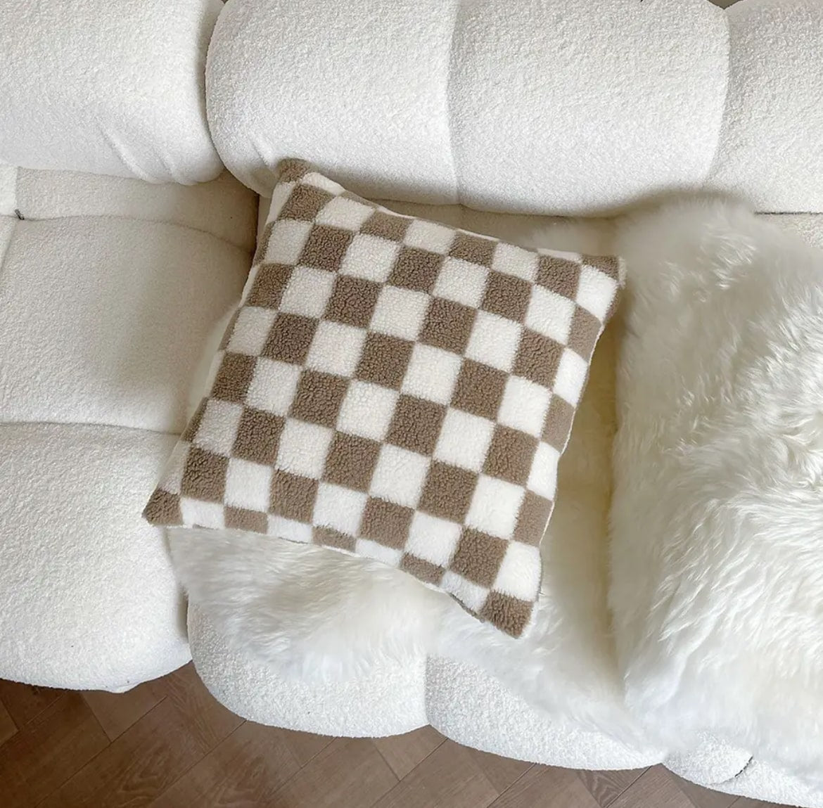 Lamb Fleece Checkerboard Pillow