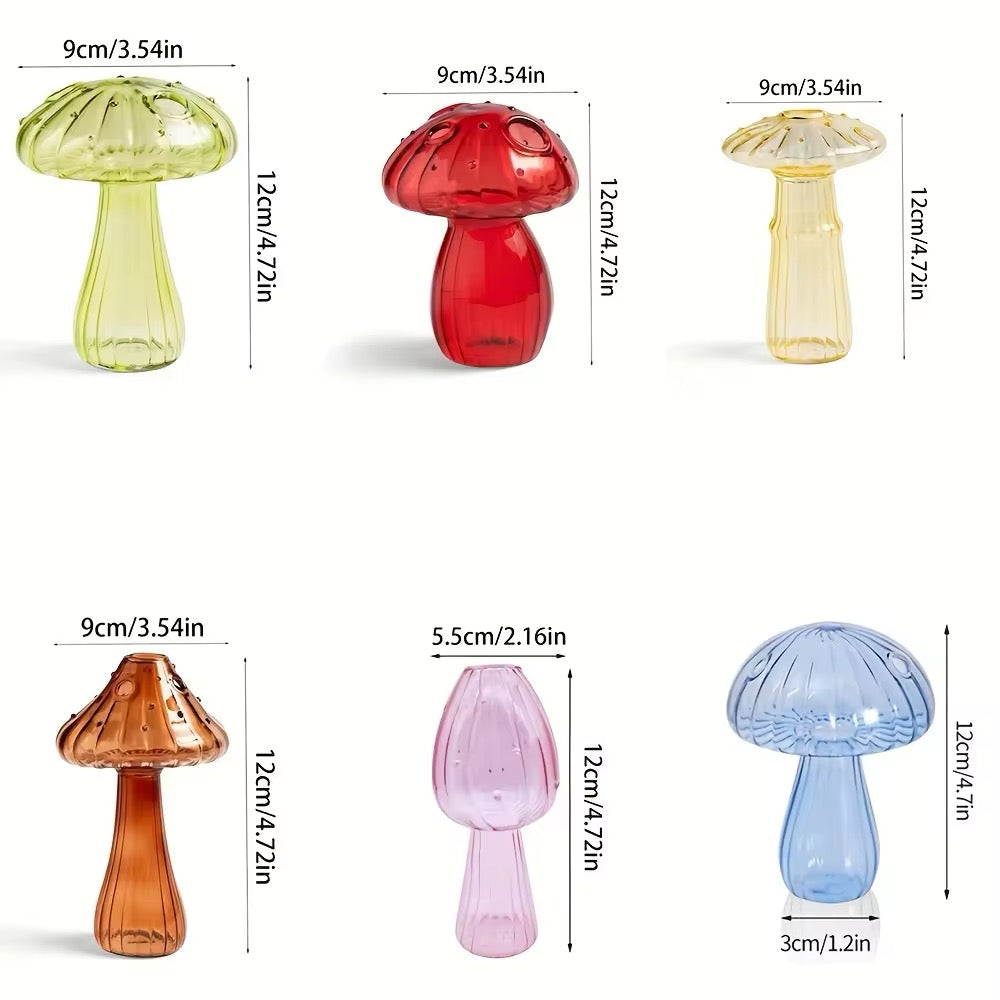 Glass Colorful Mushroom Vase