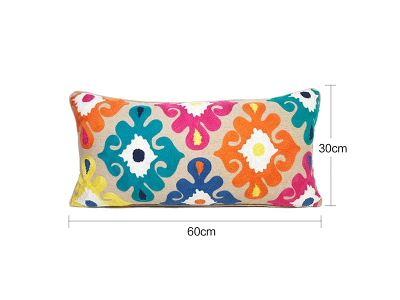 Geometric Design Embroidery Pillow Cover