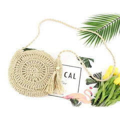 Raffia Crossbody Circle Bag
