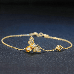 Honey Bee Natural Citrine Sterling Silver Bracelet