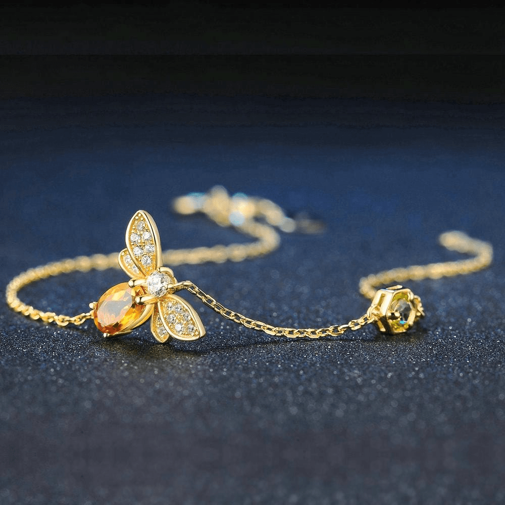 Honey Bee Natural Citrine Sterling Silver Bracelet