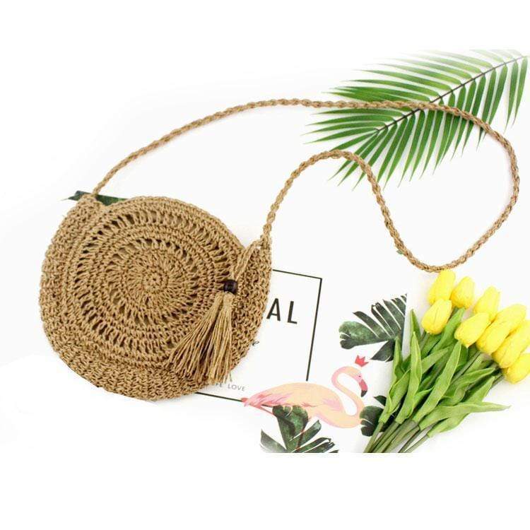 Raffia Crossbody Circle Bag