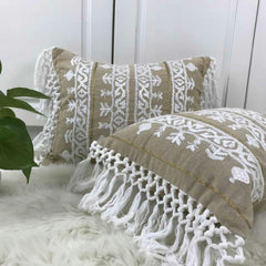 Linen Tassel Cushion Cover