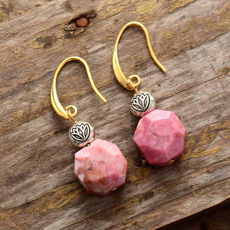 Rhodonite Stone Dangle Earrings