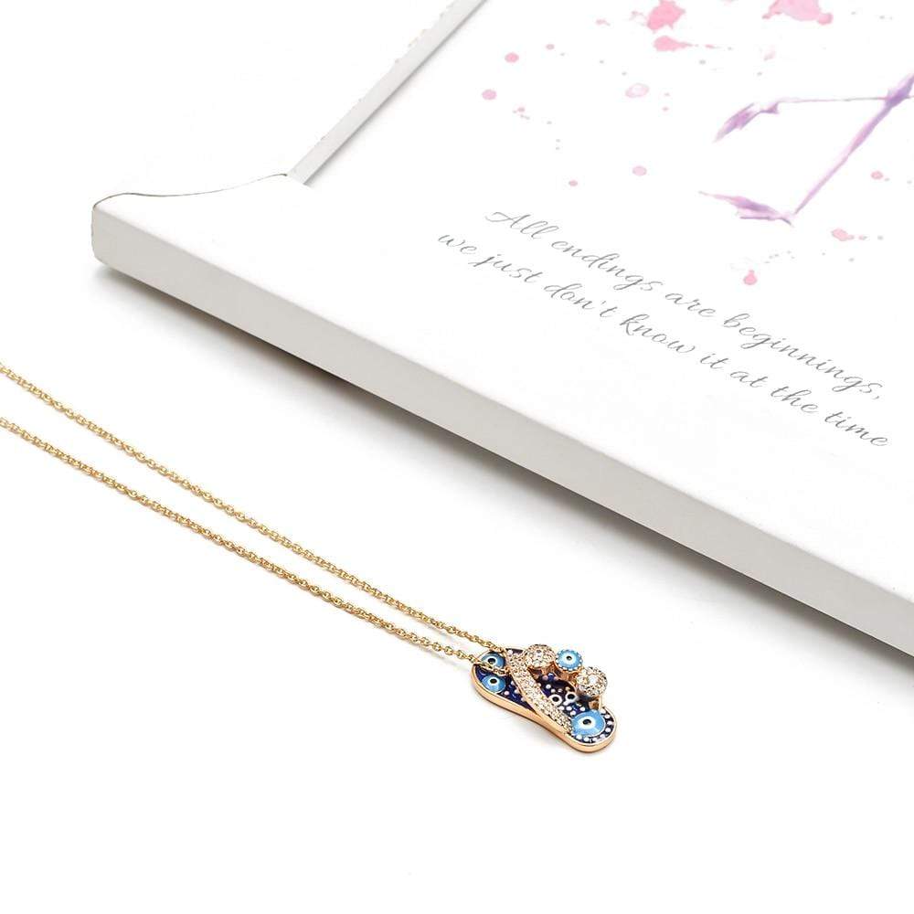 Evil Eye Slipper Necklace