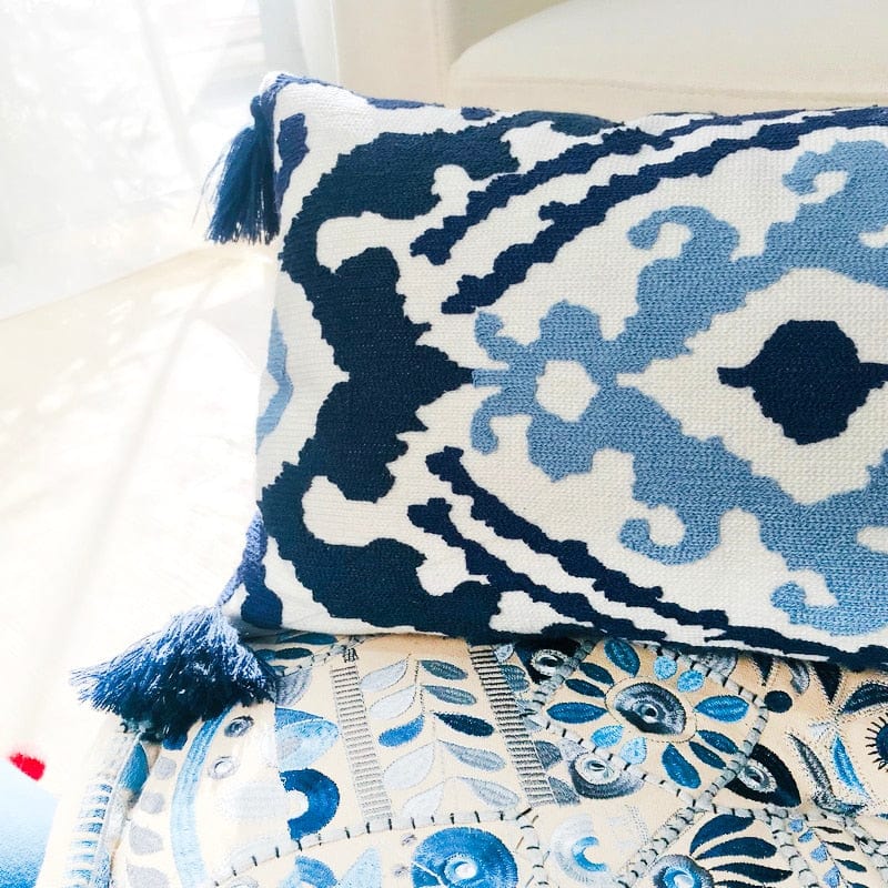 Geometric Design Embroidery Pillow Cover