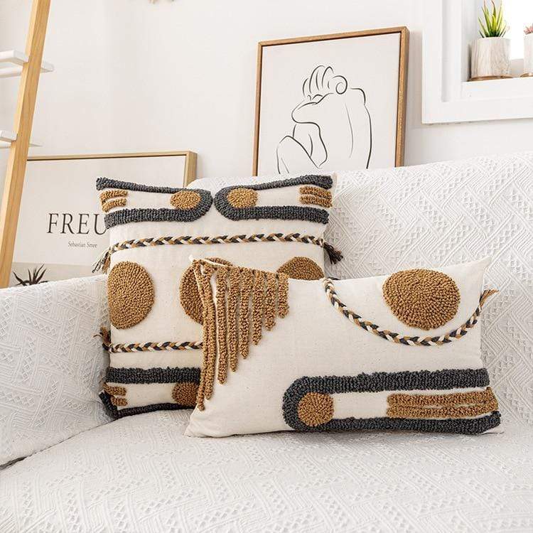 Geometric Embroidered Cushion Cover