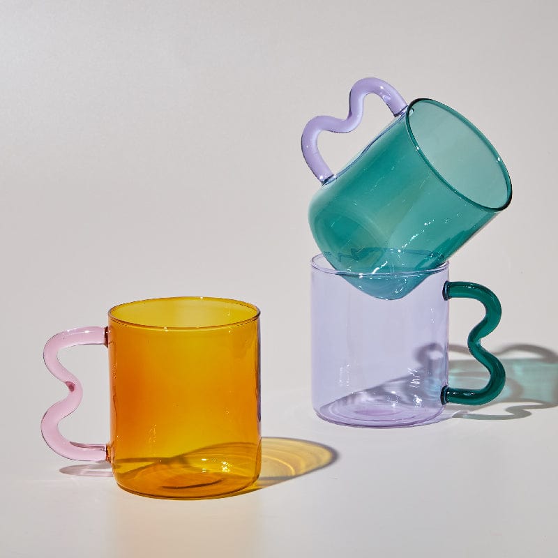 Handmade Wavy Ear Glass Mugs