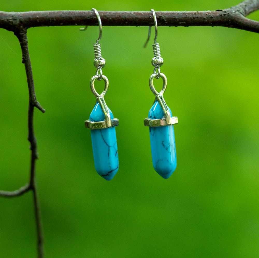 Hexagonal Natural Stone Earrings