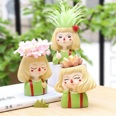 Little Blonde Girl Flower Pot