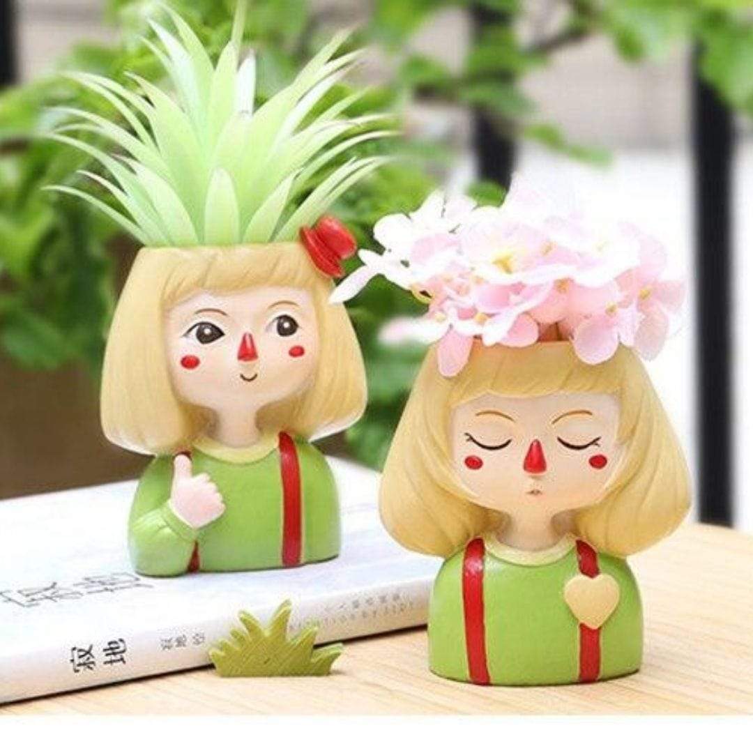 Little Blonde Girl Flower Pot