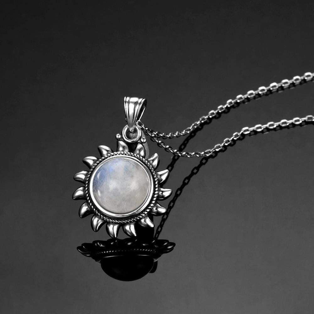 Majestic Sun Natural Moonstone Sterling Silver Necklace