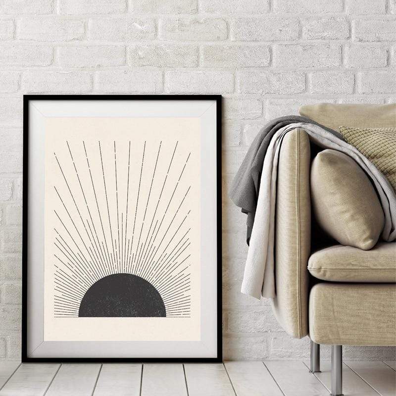 Mid-Century Black Sun Print