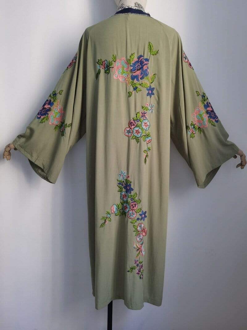 National Style Embroidered Cover-Up Kimono