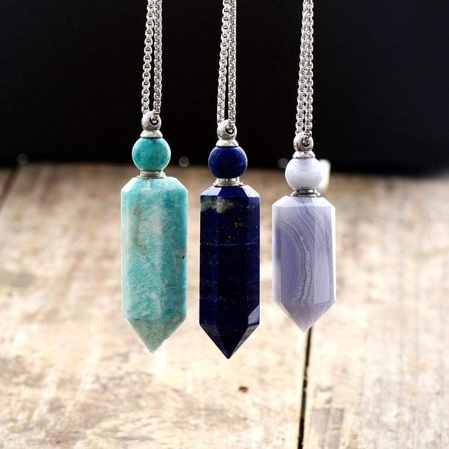 Natural Crystal Perfume Bottle Necklace