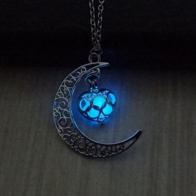 Moonlight Love Glow In The Dark Pendant Necklace