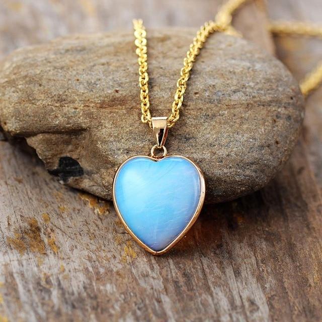 Natural Opal Heart Jewelry Set