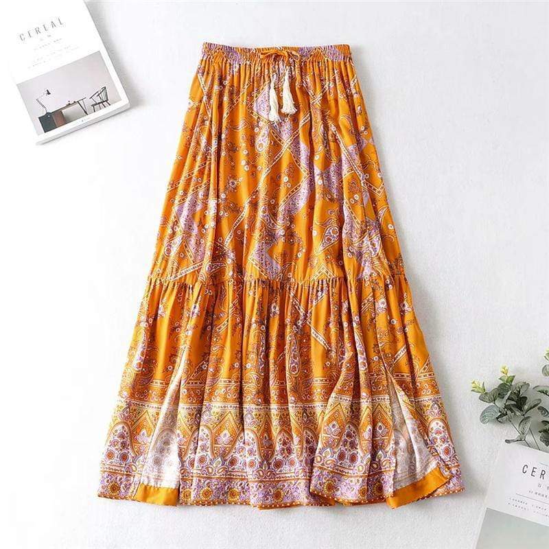 Orange Boho Style Vintage Skirt