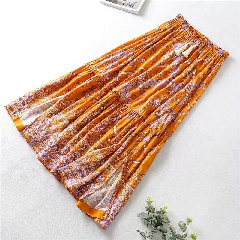 Orange Boho Style Vintage Skirt