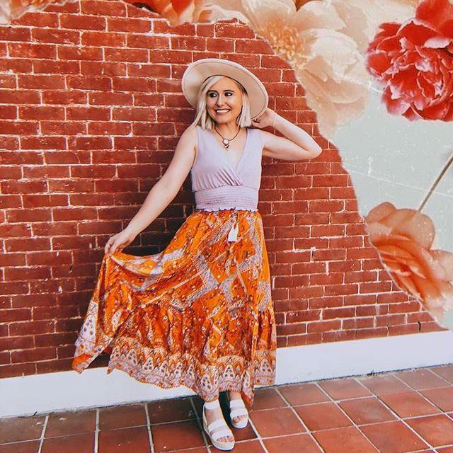 Orange Boho Style Vintage Skirt