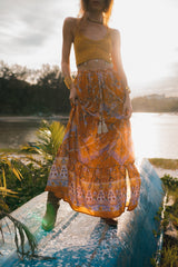 Orange Boho Style Vintage Skirt