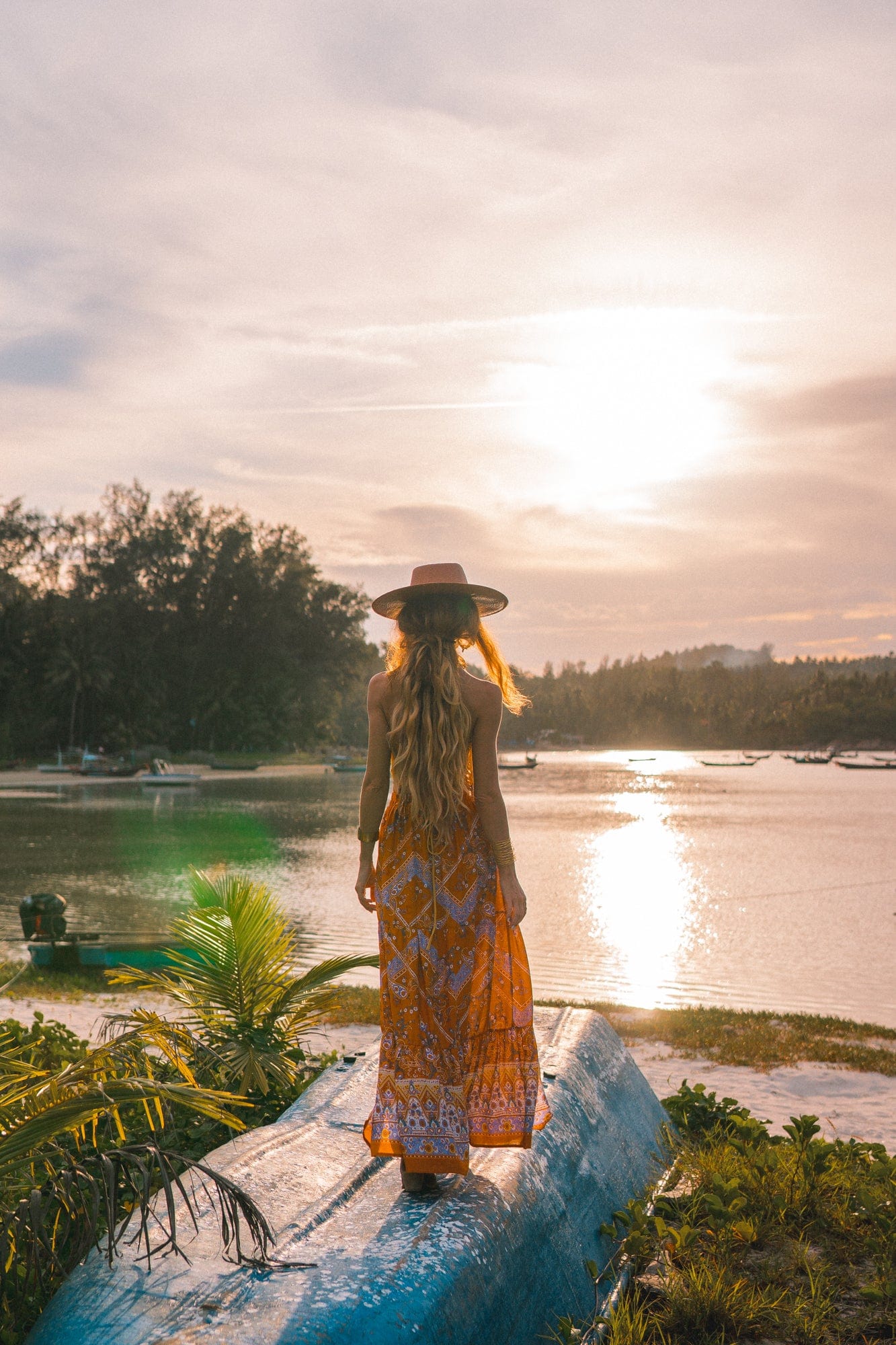 Orange Boho Style Vintage Skirt