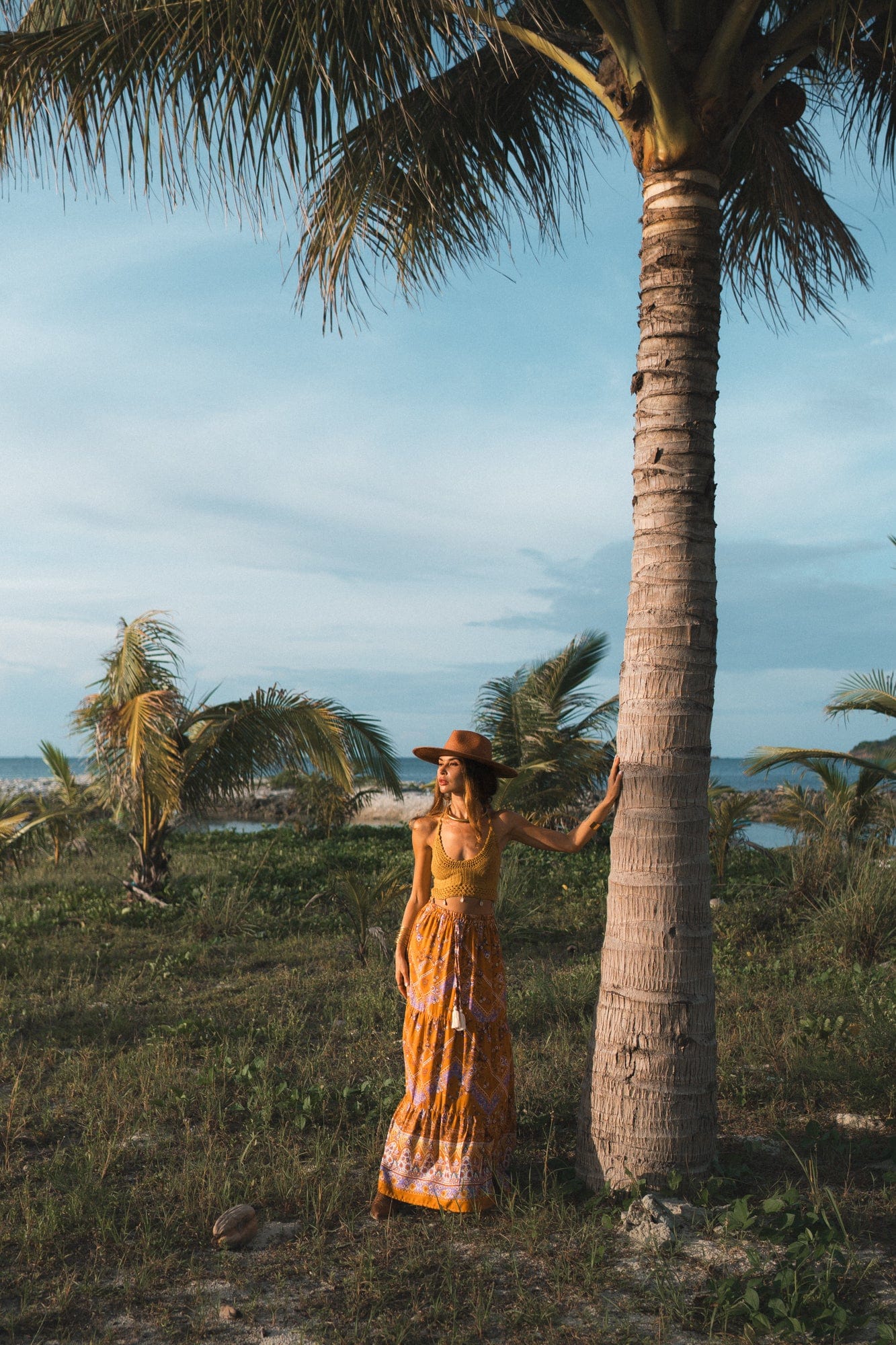 Orange Boho Style Vintage Skirt