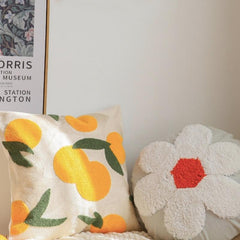 Orange Embroidery Cushion Cover