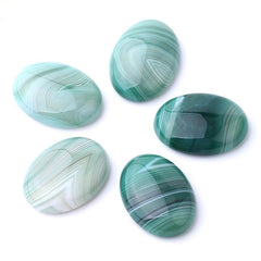 Oval Natural Green Agate Stones
