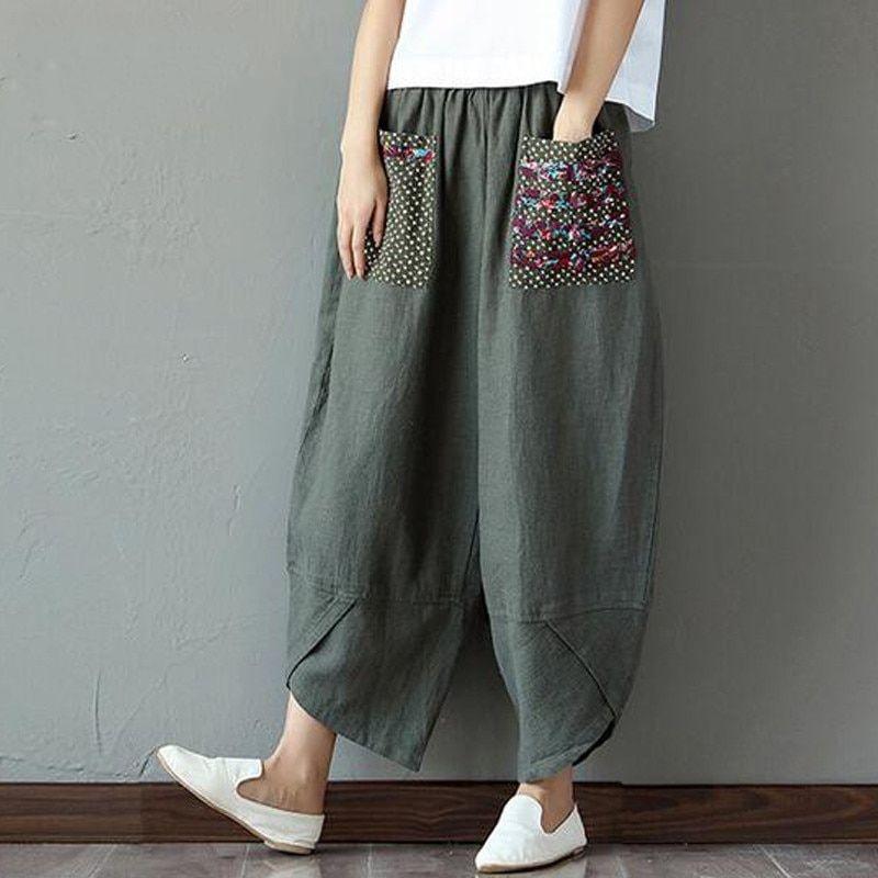 Patchwork Pocket Harem Pants (2 Colors)