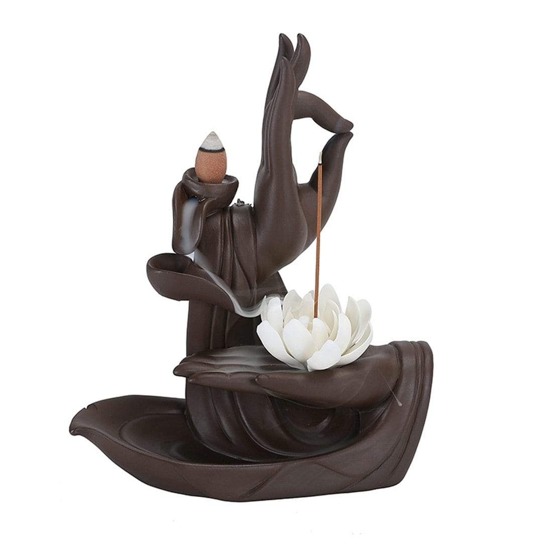 Peaceful Buddha Hands Waterfall Incense Burner