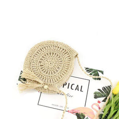 Raffia Crossbody Circle Bag