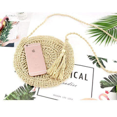 Raffia Crossbody Circle Bag