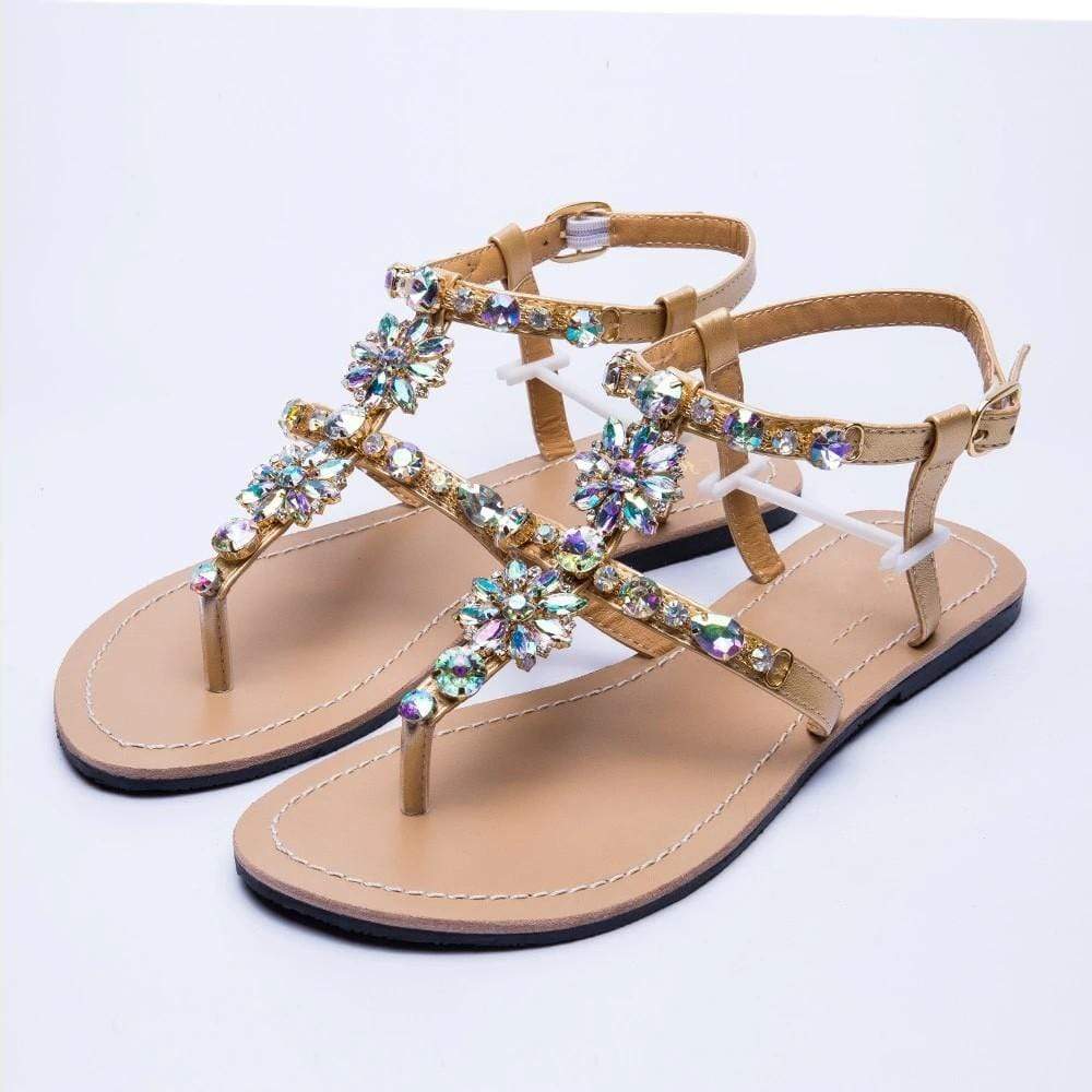 Rhinestones Embellished Flat Sandals