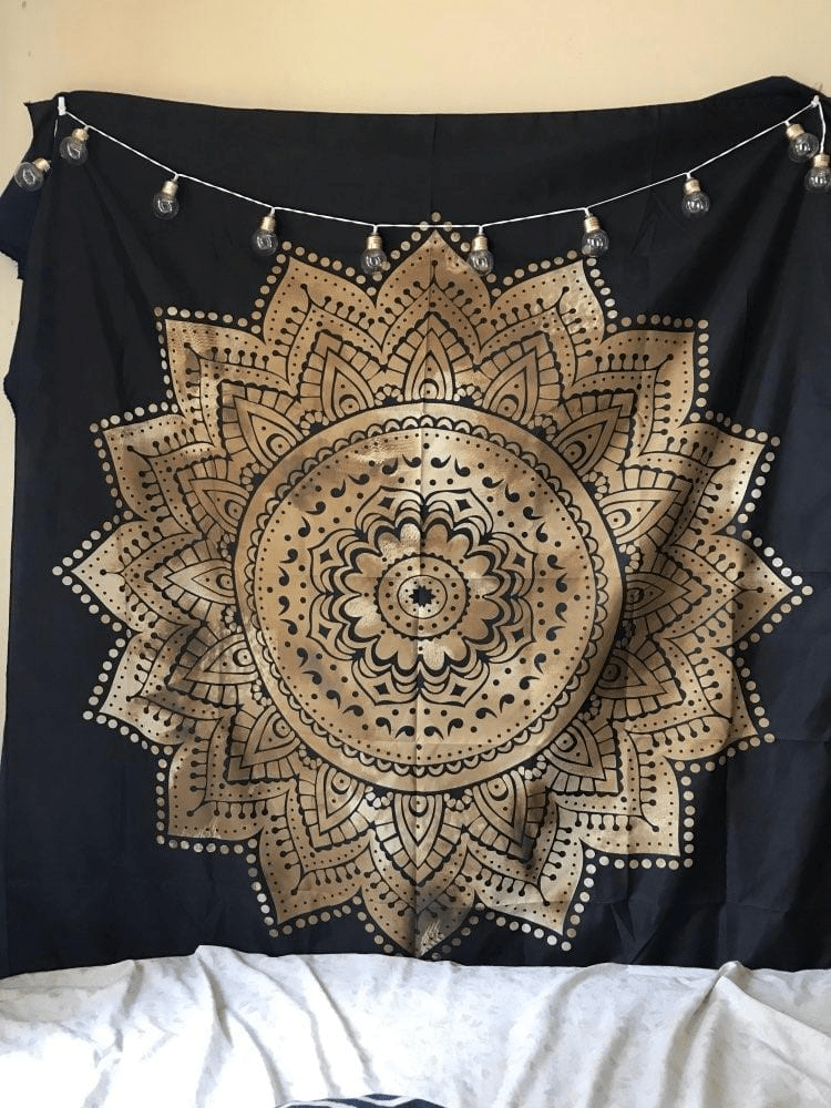 Golden Mandala Tapestry