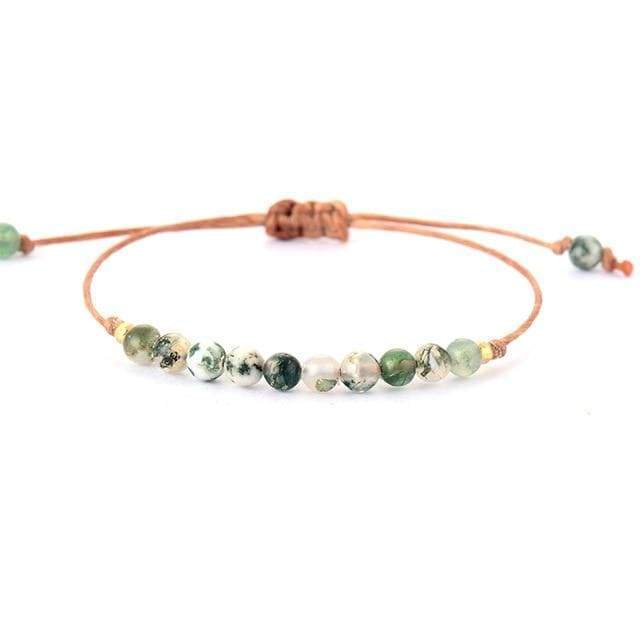 Handmade Natural Tree Agate Stone Adjustable Bracelet