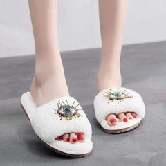 Evil Eye Fur Slippers