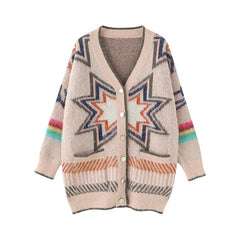 Geometric Mohair Knitted Cardigan