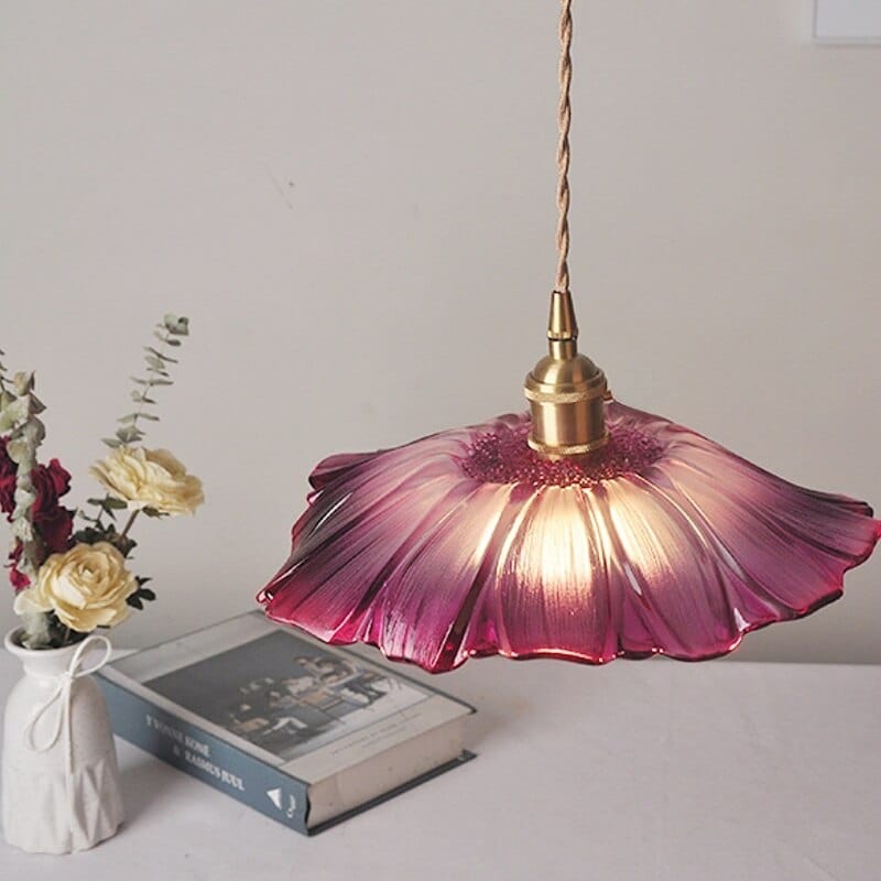 Flower Petal Stained Glass Pendant Light