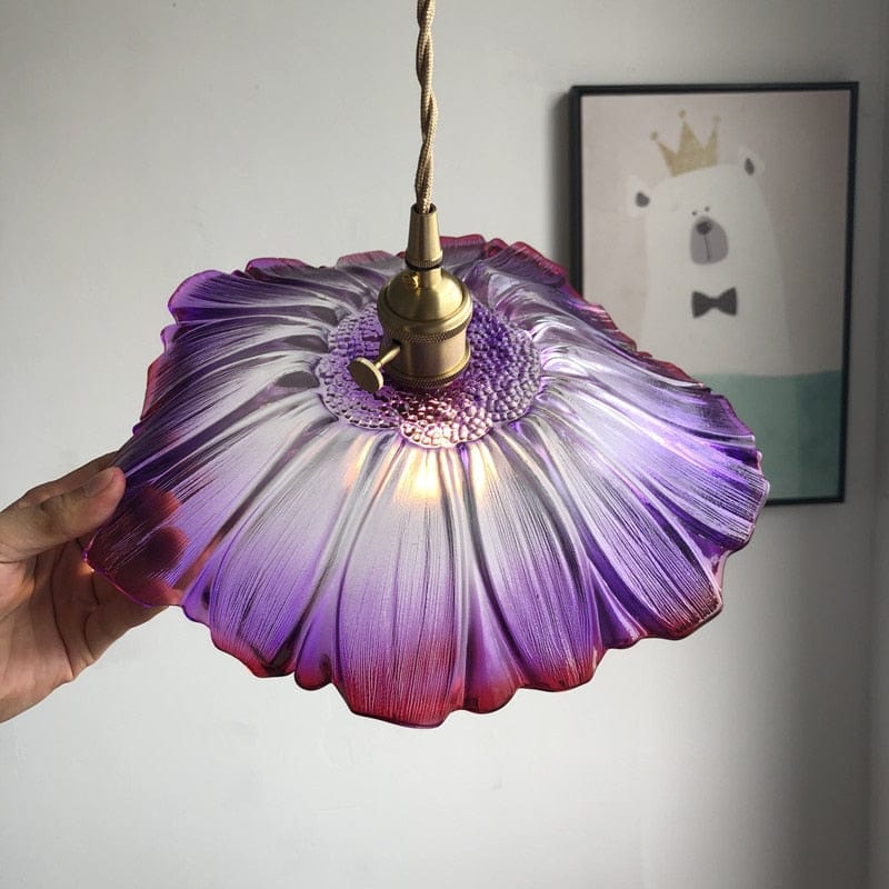 Flower Petal Stained Glass Pendant Light