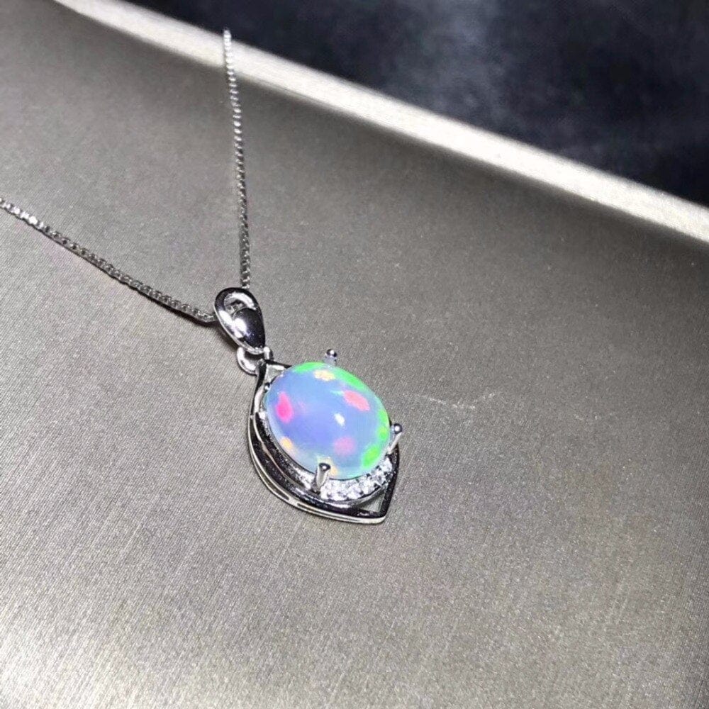 Natural Opal 925 Sterling Silver Necklace