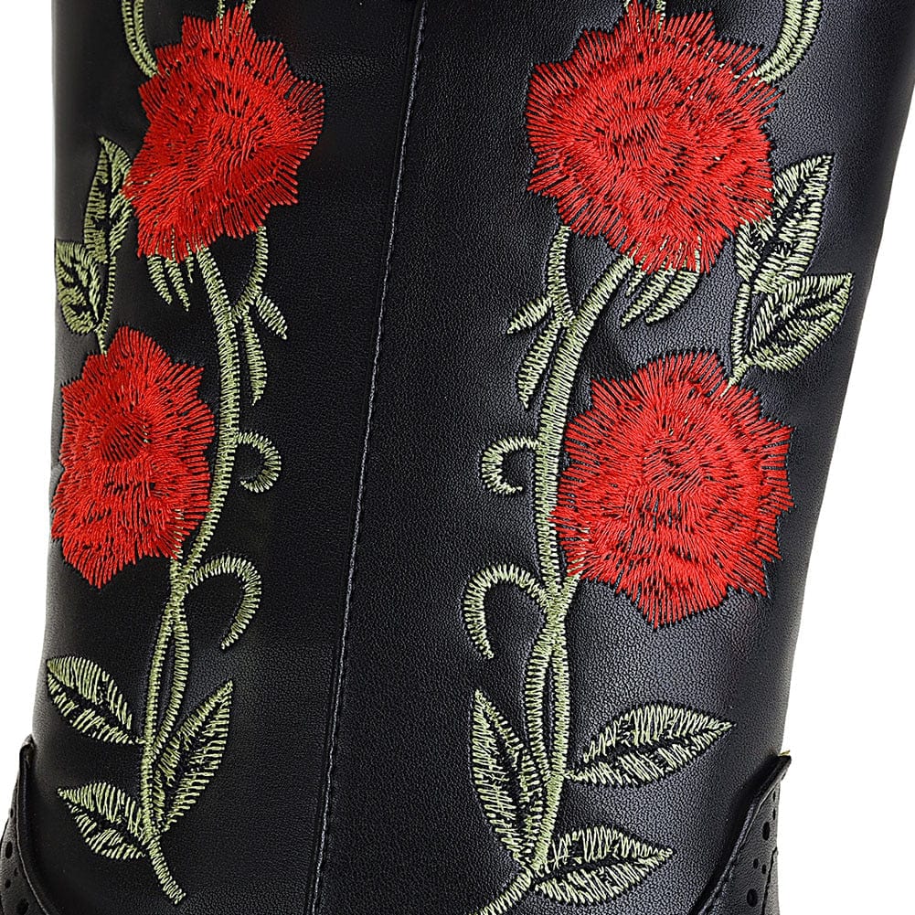 Roses Embroidered Cowboy Boots